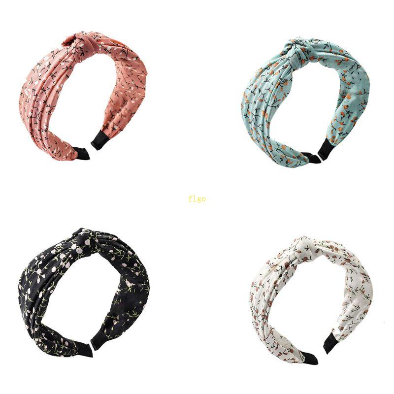 Flgo Băng Đô Cài Tóc Bản Rộng Thắt Nút Phong Cách Đồng Quê Hàn Quốc Cho Nữ
