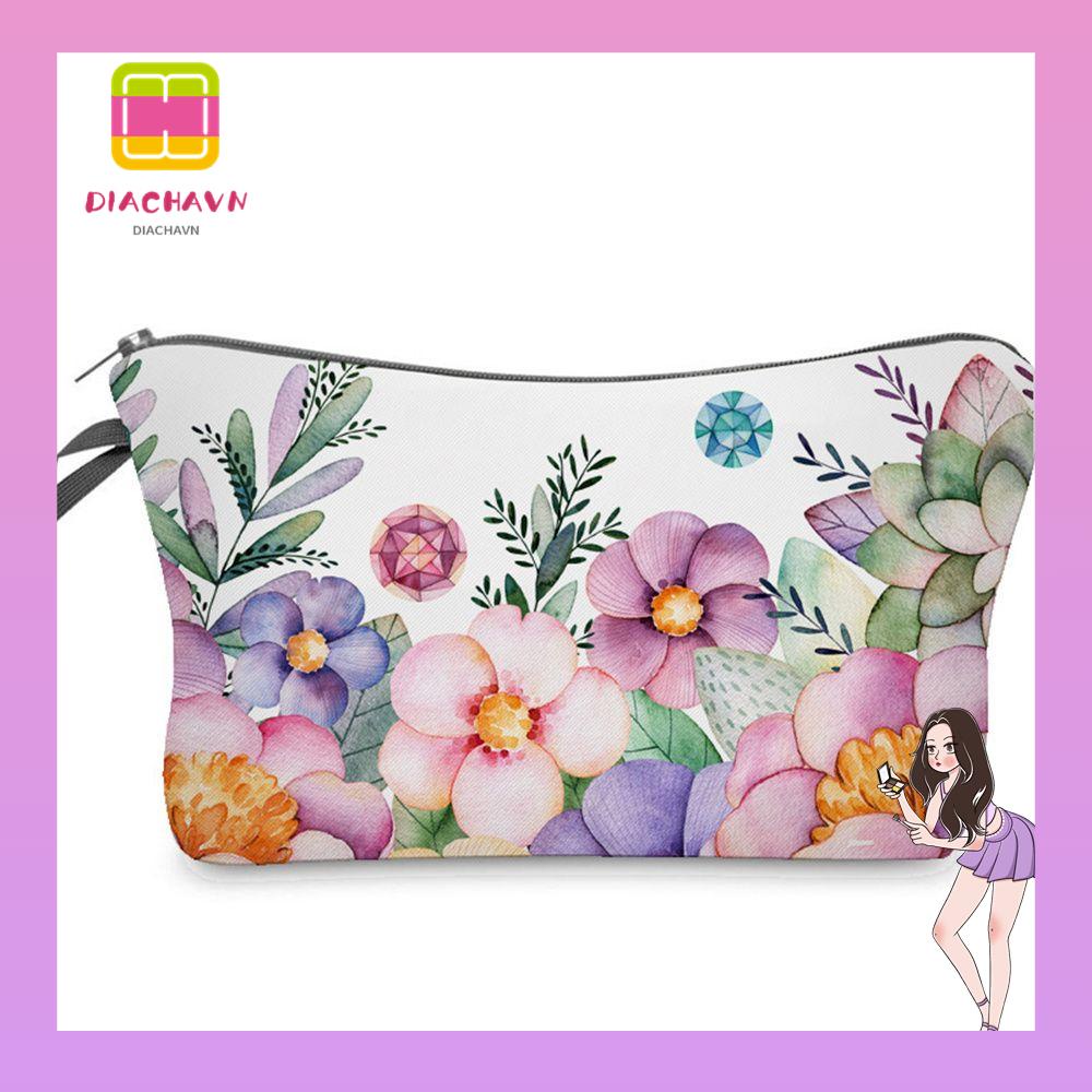 Túi Đựng Mỹ Phẩm In Hoa Xinh Xắn Cho Nữ Ốp