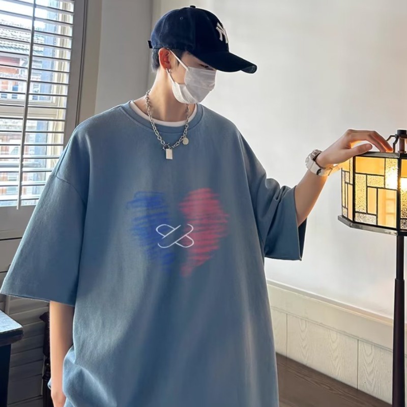 Áo Thun Thể Thao Plus Size Tay Ngắn Cổ Tròn In Họa Tiết Graffiti Phong Cách Hong Kong Thời Trang Mùa Hè Cho Nam Size M-5XL