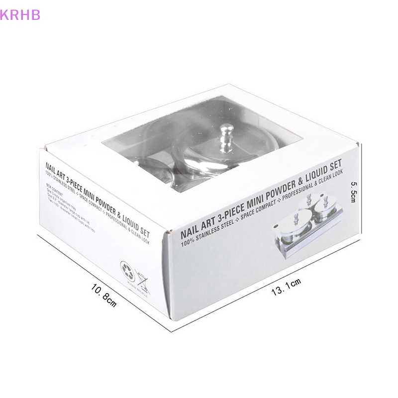 Set 3 Khay Đựng Bột Làm Móng Bằng Thép Không Gỉ Mới