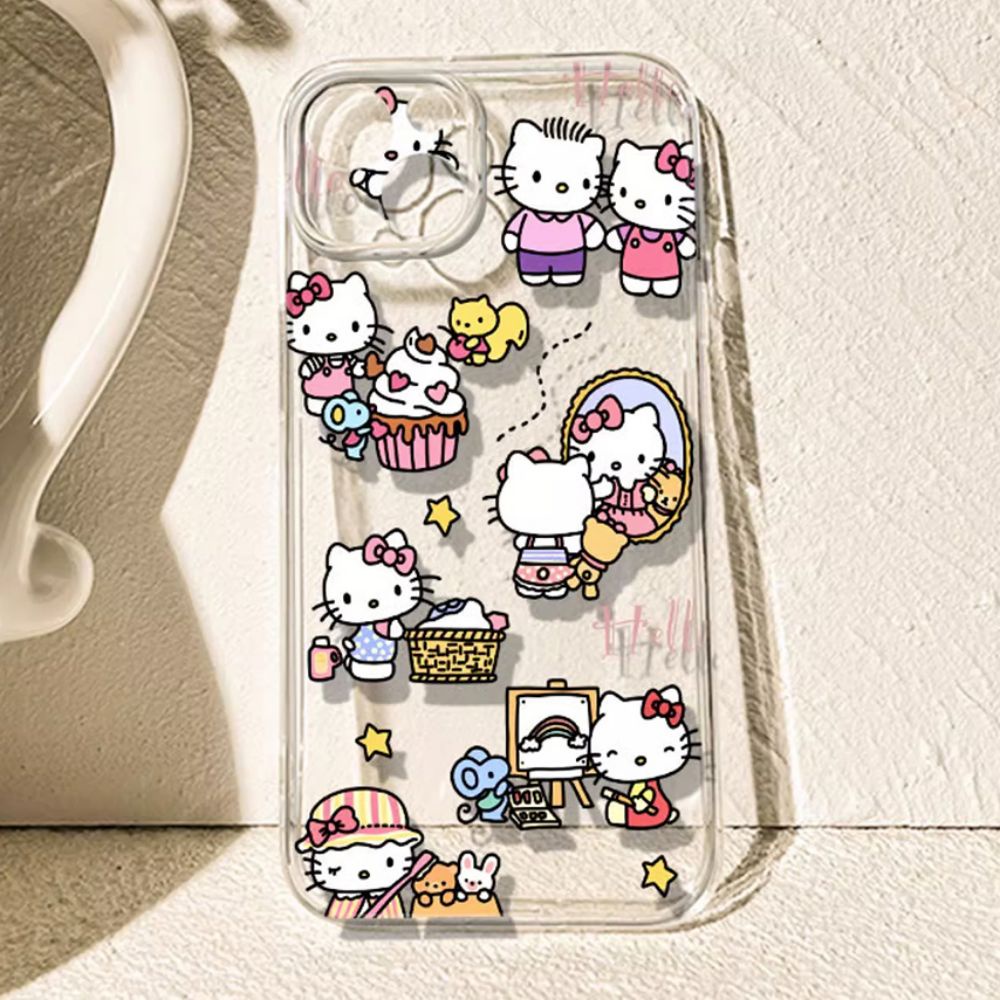 Ốp Điện Thoại TPU Mềm Chống Dấu Vân Tay In Hình Hello Kitty Cho IPhone 11 14 13 12 Pro Max XS XR 7 8 Plus