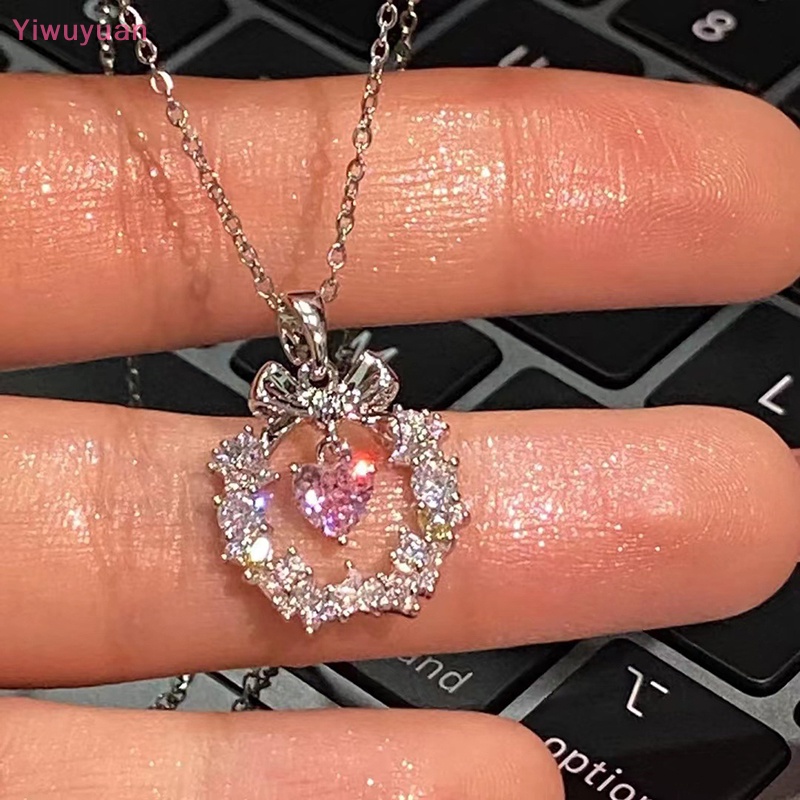 < Yiwuyuan > Vòng cổ Vòng Hoa Đính Đá Zircon Màu Bạc Đơn Giản Phong Cách Hàn Quốc Cho Nữ Mới