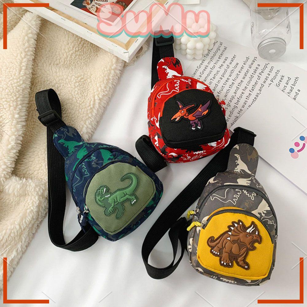 Túi Đeo Chéo Hình Khủng Long Hoạt Hình Có Khóa Kéo Dành Cho Trẻ Mẫu Giáo