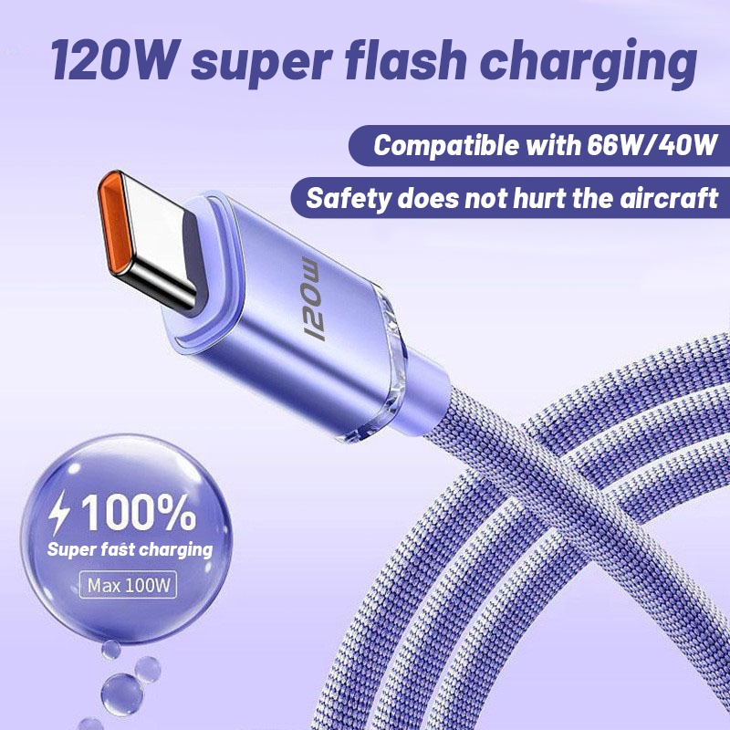 Dây Cáp Sạc Nhanh 120W USB Type C 6A Cho Xiaomi Huawei Oneplus