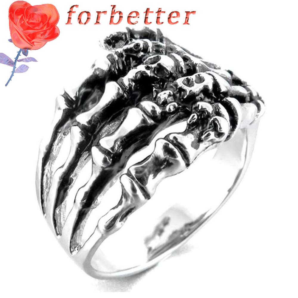 Nhẫn Hình Xương Bàn Tay Phong Cách Punk Rock|Trang Sức Hình Đầu Lâu Nhiều Màu Sắc