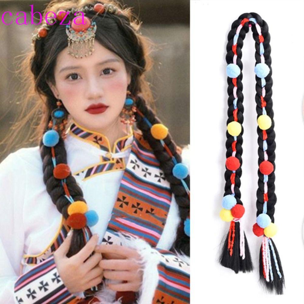 Bím Tóc Giả Màu Đen Phong Cách Tây Tạng Dễ Thương Cho Nữ