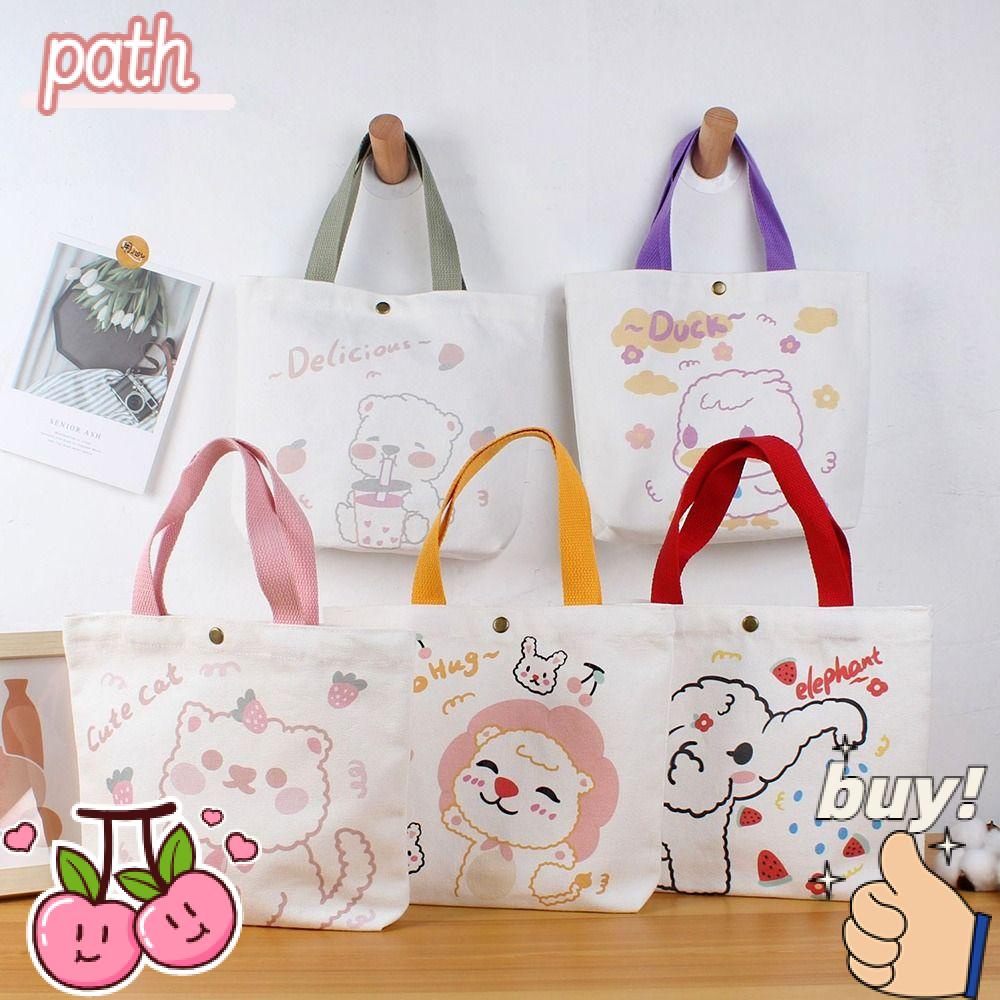 Túi Tote Đeo Vai Vải Canvas In Họa Tiết Hoạt Hình Dễ Thương