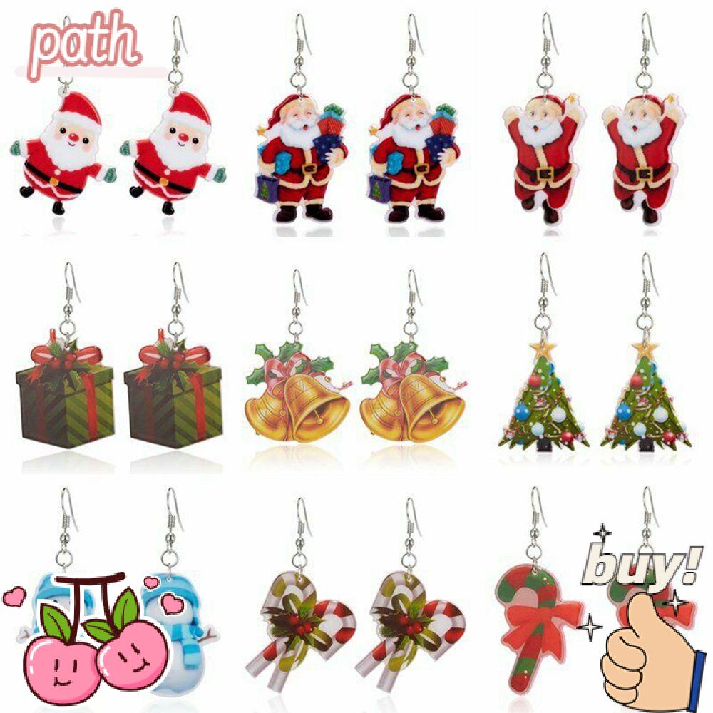 PATH Khuyên Tai Vòng Lủng Lẳng Bằng Acrylic In Hình Chuông Chúc Mừng Năm Mới