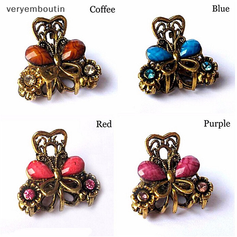 Kẹp Tóc Hình Bướm Mini Bằng Nhựa Resin Phong Cách Retro Thời Trang Cho Nữ