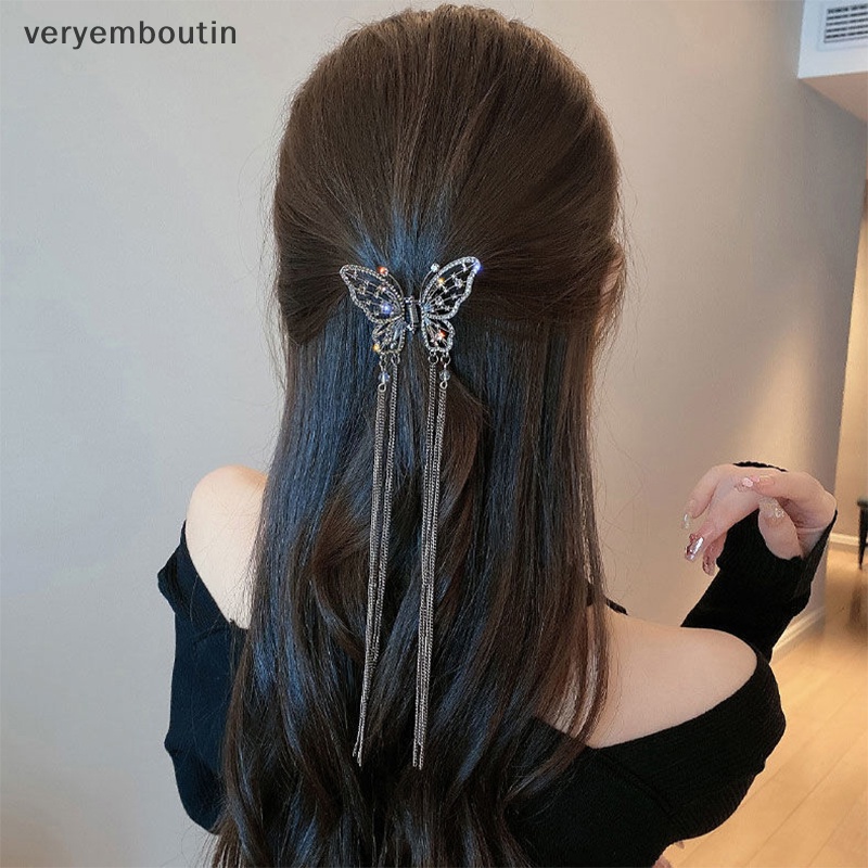 Kẹp Tóc Tua Rua Hình Bướm / Cá Mập Đính Ngọc Trai Phong Cách Hàn Quốc Cho Nữ