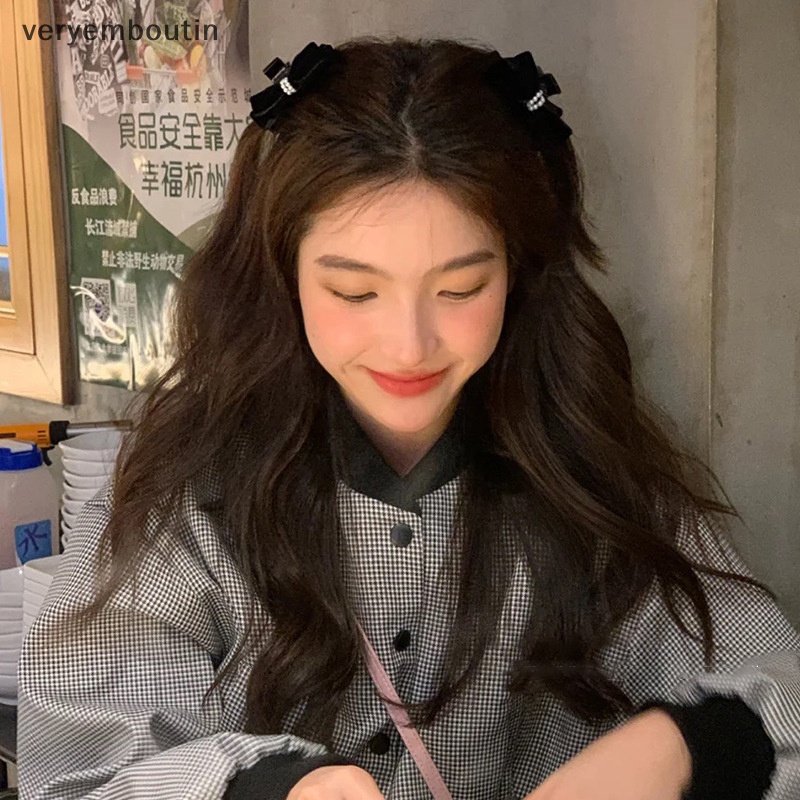 Kẹp Tóc Hình Nơ Đính Ngọc Trai Giả Bằng Nhung Phong Cách Pháp Cổ Điển Thanh Lịch Dành Cho Nữ