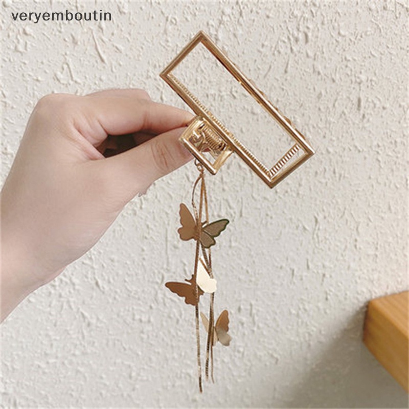 Kẹp Tóc Kim Loại Hình Bướm Rỗng Đính Ngọc Trai Cho Nữ