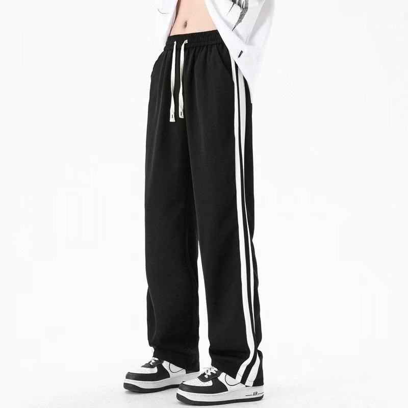 Quần Dài Thể Thao Dáng Rộng Cỡ Lớn Họa Tiết Kẻ Sọc Phong Cách Đường Phố Mỹ Thời Trang Mùa Hè Mới Cho Nam