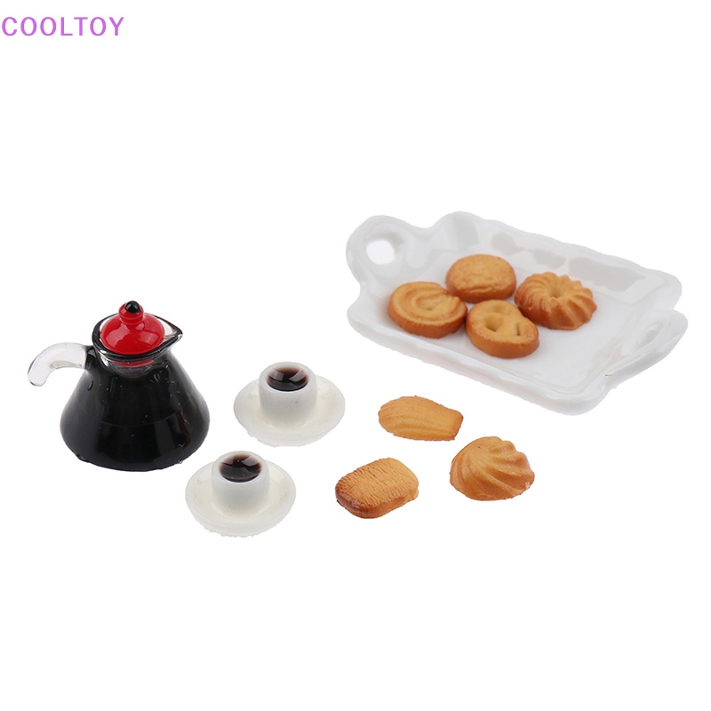 Cooltoy Bộ Ấm Tách Uống Cà Phê Bánh Macaroon Bằng Gốm Trang Trí Nhà Búp Bê