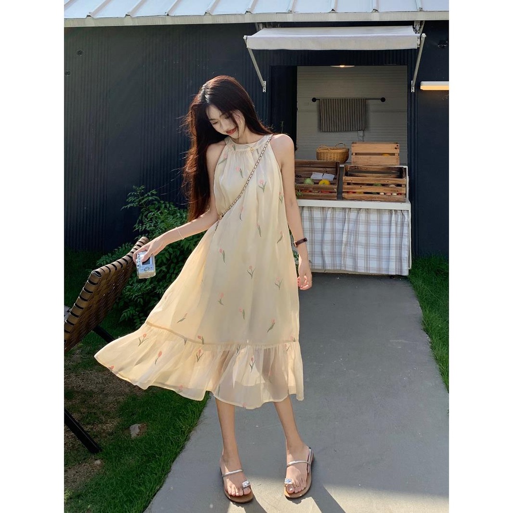 Đầm Hai Dây Dáng Rộng Thêu Hoa Phong Cách Pháp Cổ Điển Thời Trang Cho Nữ 6.3