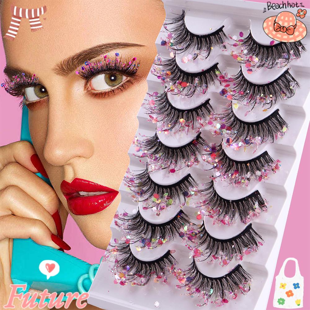 Set 7 Cặp Lông Mi Giả 8D Bằng Lông Chồn Hóa Trang Halloween