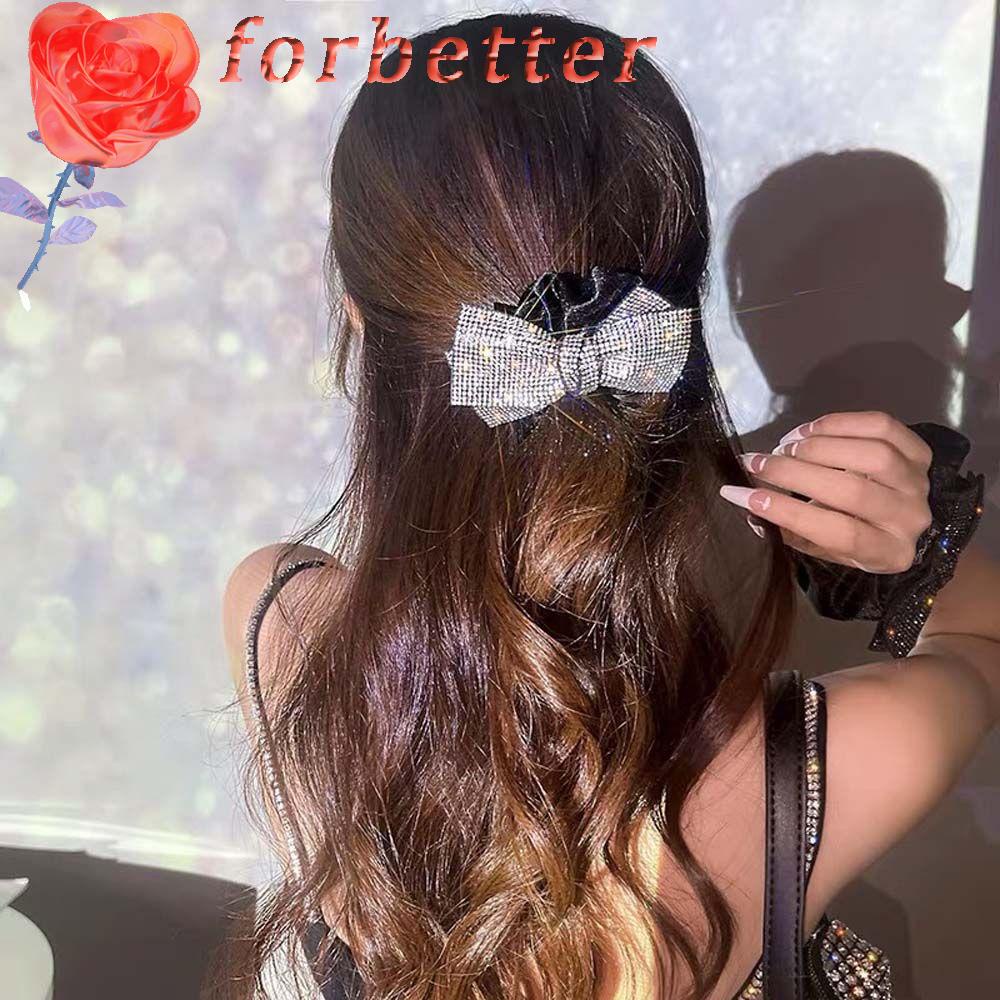 Dây Buộc Tóc Thắt Nơ Lấp Lánh Phong Cách Retro Cho Nữ|Dây Cột Tóc Thiết Kế Xinh Xắn Thời Trang Cho Nữ