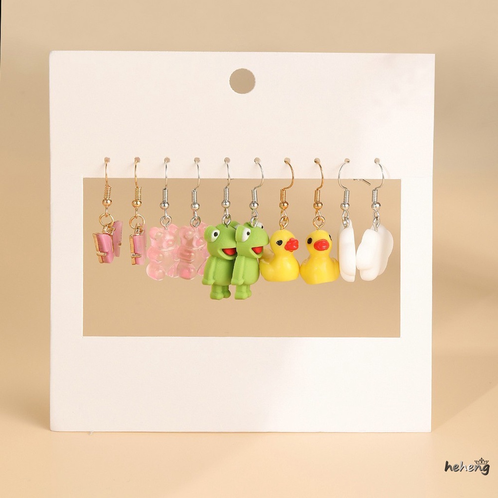 Khuyên Tai Lủng Lẳng Hình Hoa Bướm Vịt Nấm Trái Tim Dễ Thương