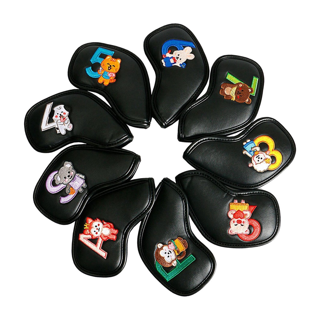 Set 9 Vỏ Bọc Đầu Gậy Đánh Golf Thể Thao Ngoài Trời Màu Trắng