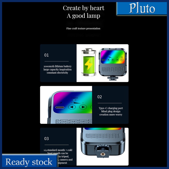 Mới Đèn Chụp Ảnh Rgb Mini Cầm Tay Kèm Kẹp Tripod Tiện Dụng