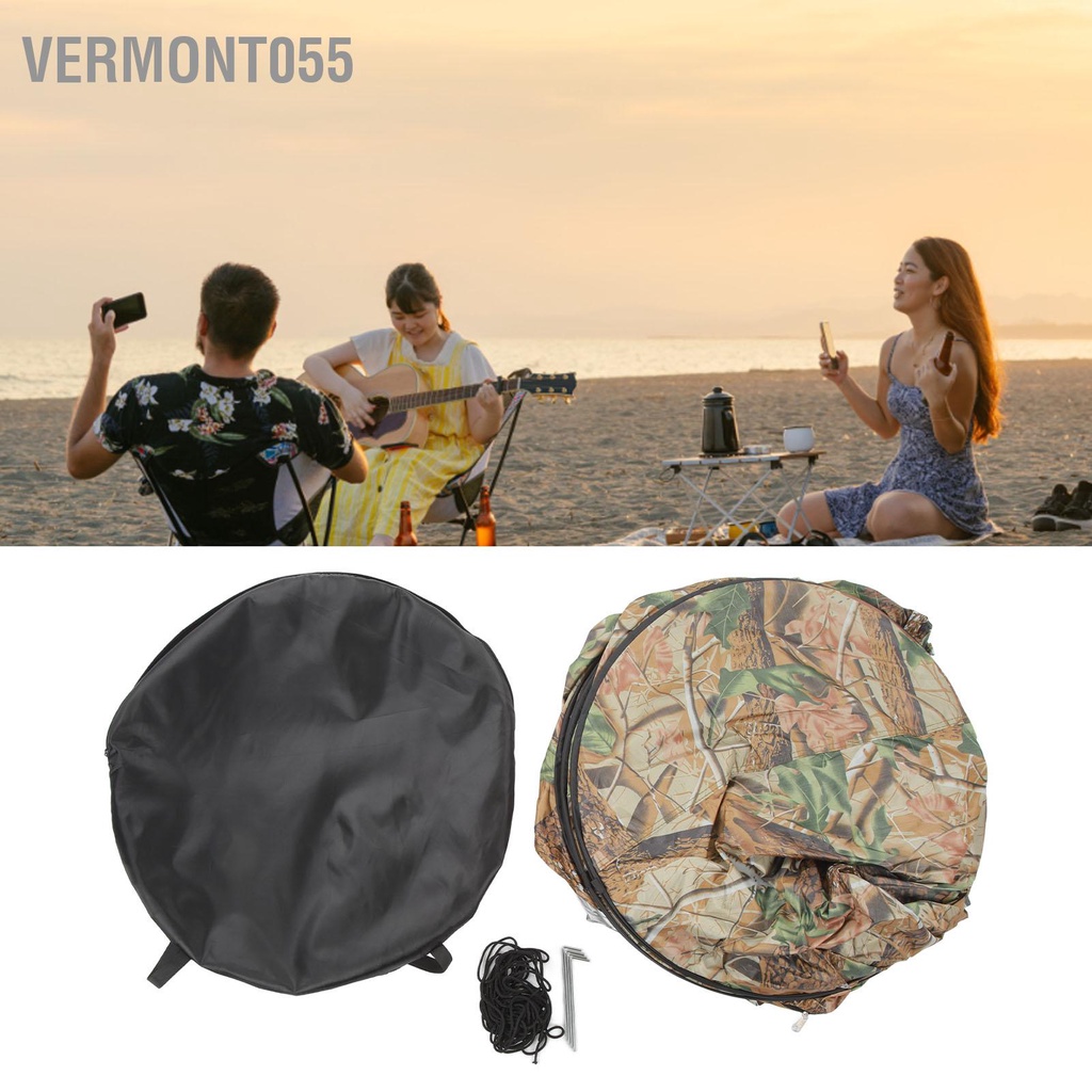 Vermont055 Lều Bật Lên Họa Tiết Lá 3 Cửa Sổ Thể Thao Cho Bóng Mát Vệ Sinh Tắm Thay Cắm Trại Đi Bộ Đường Dài Câu Cá