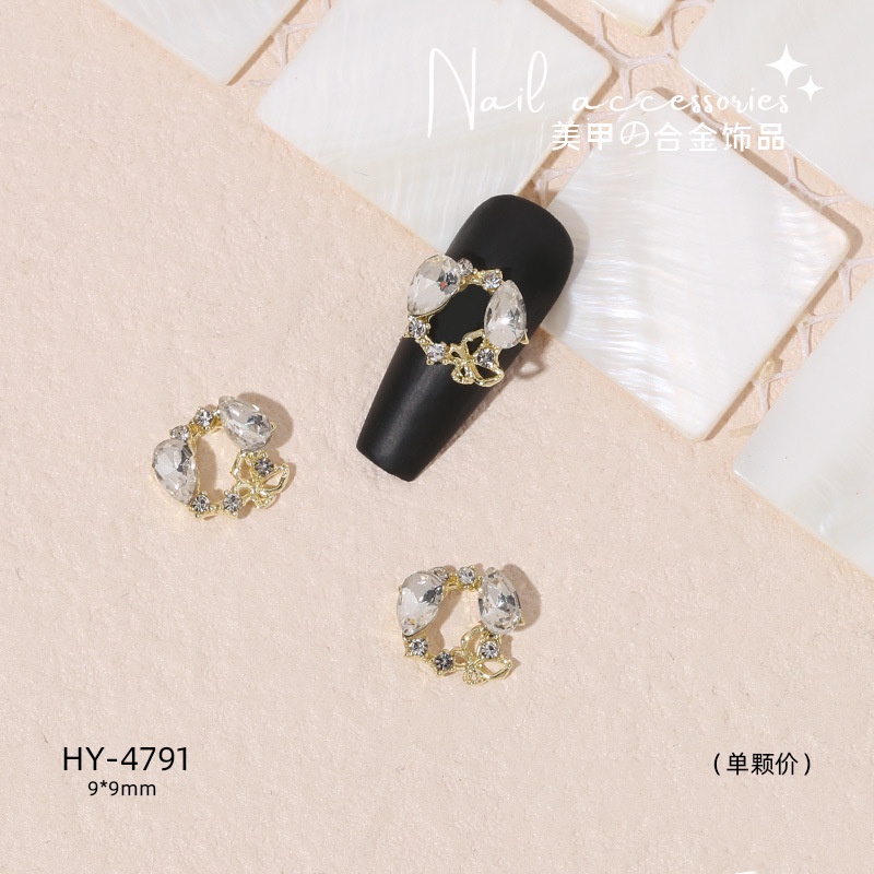 Phụ Kiện Trang Trí Móng Tay Nghệ Thuật Hình Vòng Hoa Nơ Kim Loại Bạc Siêu Lấp Lánh Bằng Hợp Kim Mẫu Mới 2023