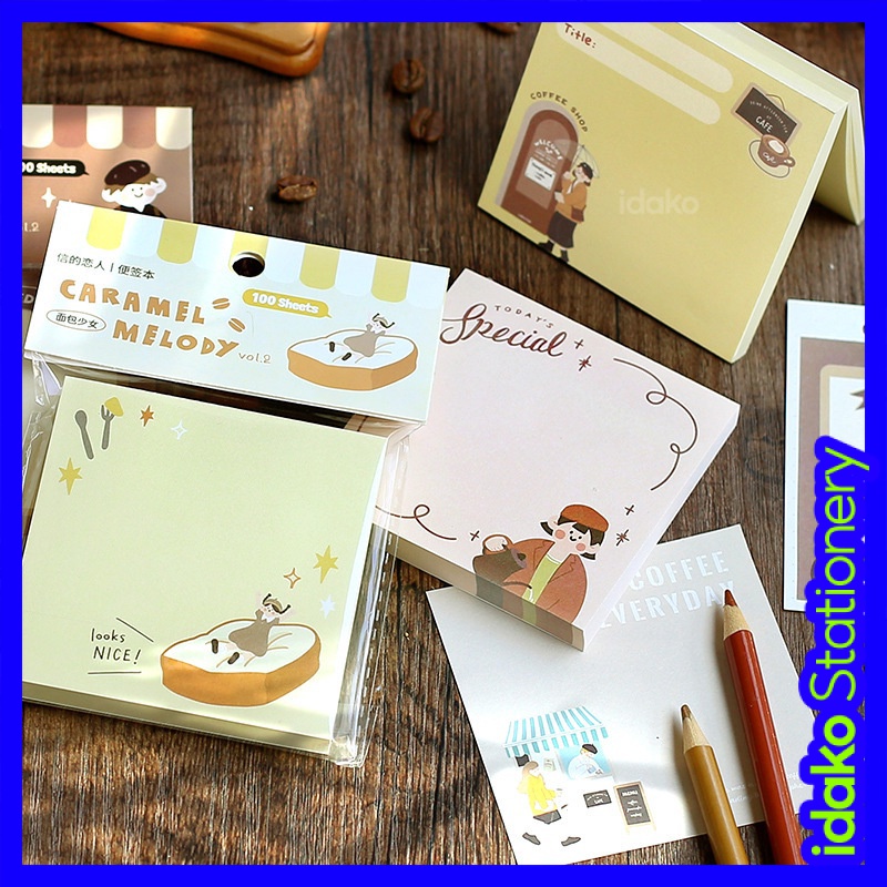 idako Bộ 100 note dán giai điệu caramel Vol.2 nhân vật đơn giản dễ thương MM366