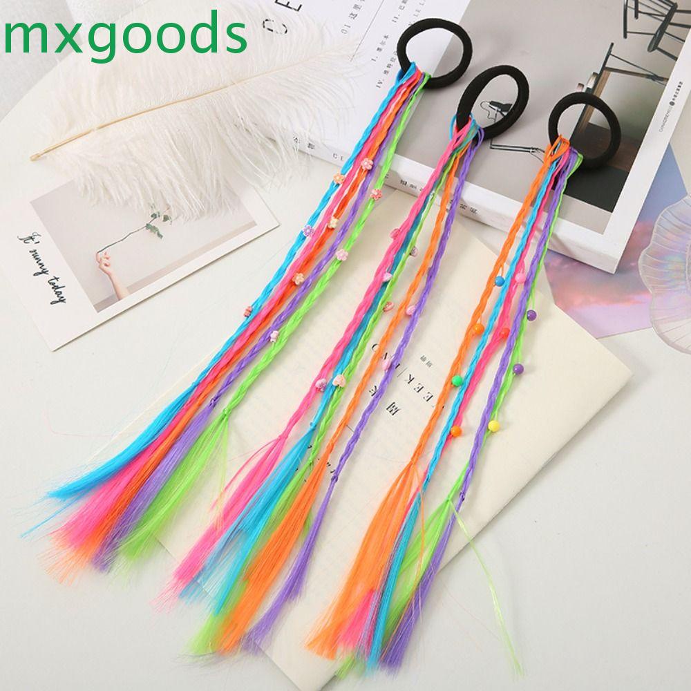 Mxgoods Tóc Giả Thắt Bím Bằng Sợi Tổng Hợp Co Giãn Vô Hình Tự Nhiên Mùa Hè Cho Bé Gái