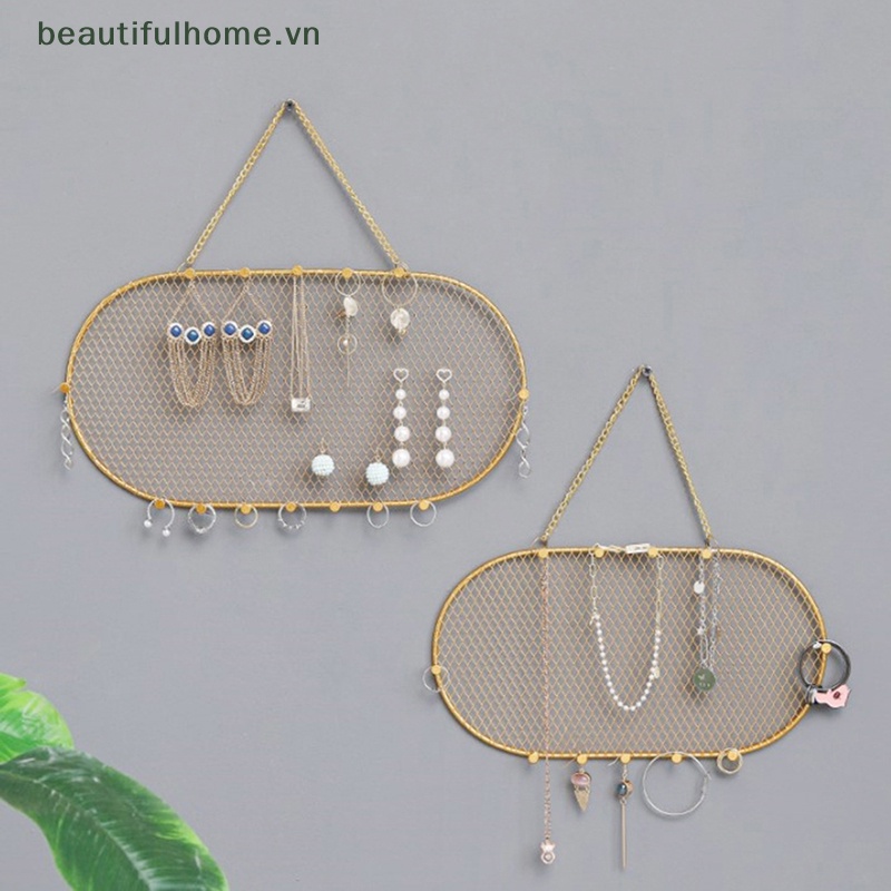 [beautifulhome] Giá Sắt Nhẹ Phong Cách Bắc Âu Sang Trọng Trưng Bày Bông Tai Chìa Khóa Có Thể Đóng Vào Tường [beauty]