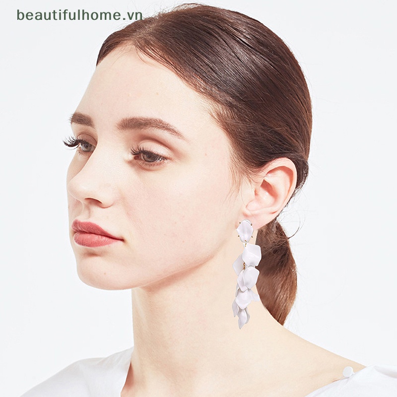 1 Đôi Bông Tai Dáng Dài Hình Cánh Hoa Bằng Acrylic Phong Cách Hàn Quốc Thời Trang Cho Nữ