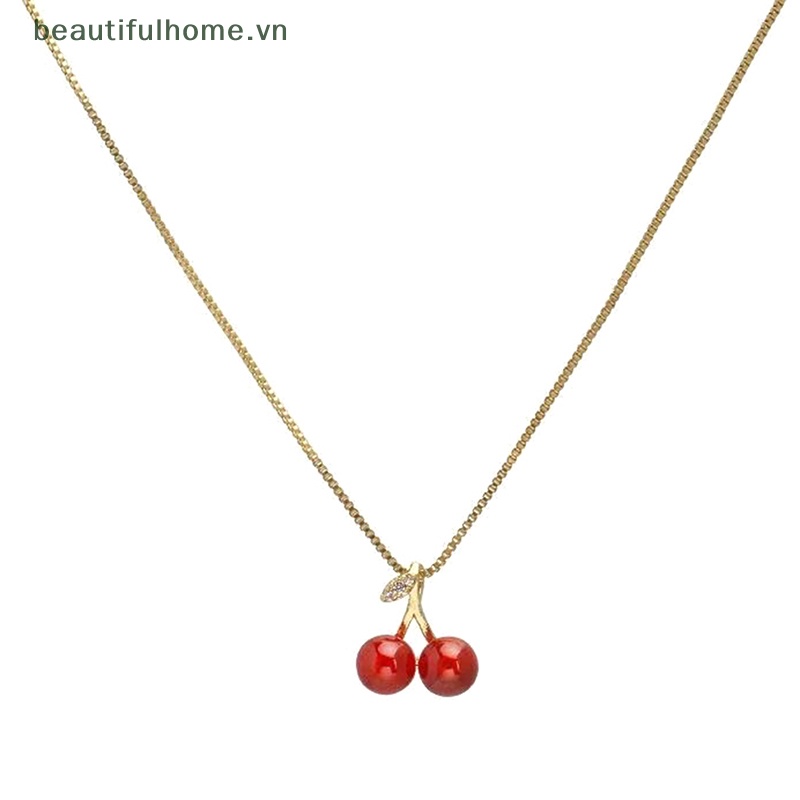 [beautifulhome] Vòng cổ Mặt Hình Quả Cherry Đỏ Thời Trang Âu Mỹ Cá Tính Làm Quà Tặng Cho Nữ [beauty]