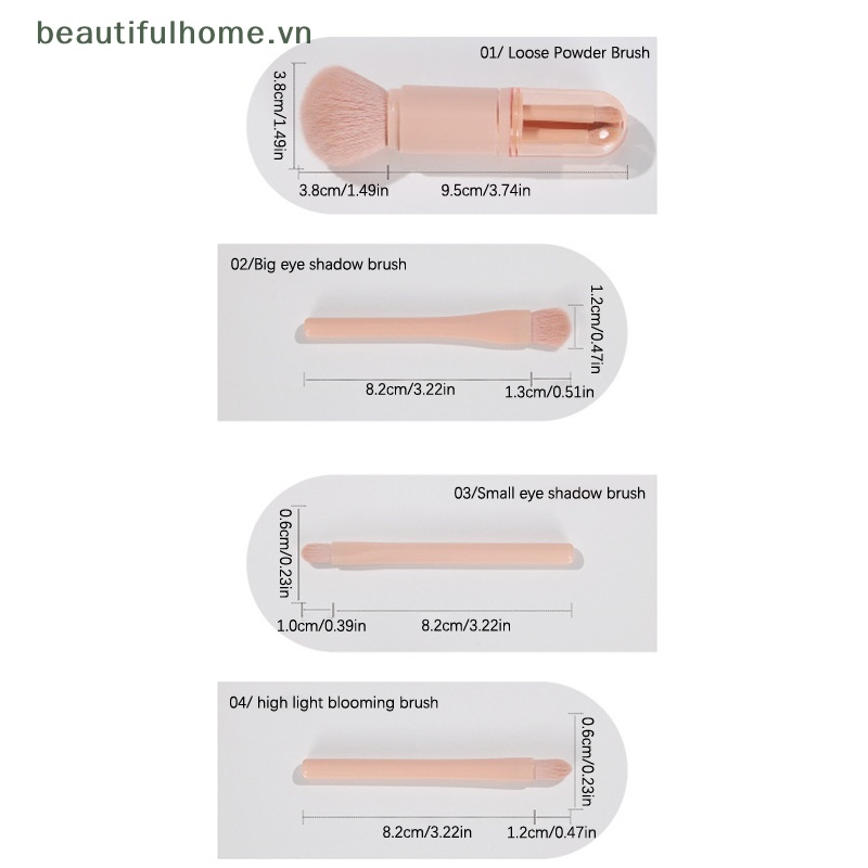 Bộ Cọ Trang Điểm 4 Trong 1 Có Thể Thu Gọn Tiện Dụng