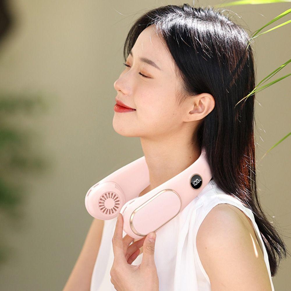 ESPO Quạt Làm Mát Đeo Cổ Không Cánh 4 Tốc Độ Có Màn Hình LED Sạc Cổng Usb Dùng Khi Chơi Thể Thao Ngoài Trời