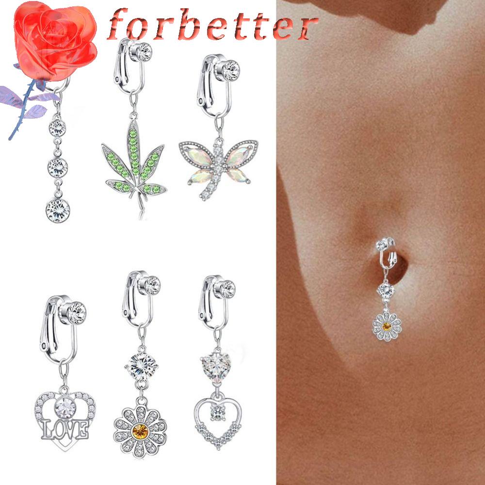 Khuyên Rốn Bằng Thép Không Gỉ Phong Cách Hip Hop Cho Nữ|Khuyên Rốn Giả Xỏ Rốn