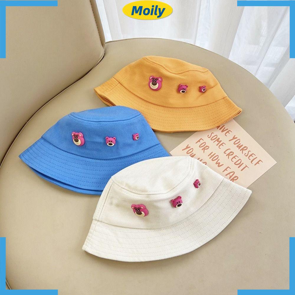 Mũ Tai Bèo Che Nắng Họa Tiết Gấu Và Dâu Tây Dành Cho Trẻ Em