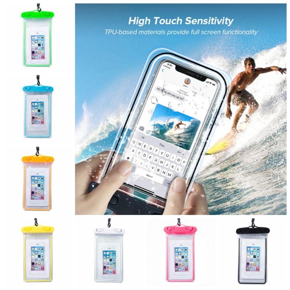 AUGUSTINA Túi Đựng Điện Thoại Bằng PVC Chống Thấm Nước Màu Dạ Quang Tiện Dụng Khi Đi Bơi
