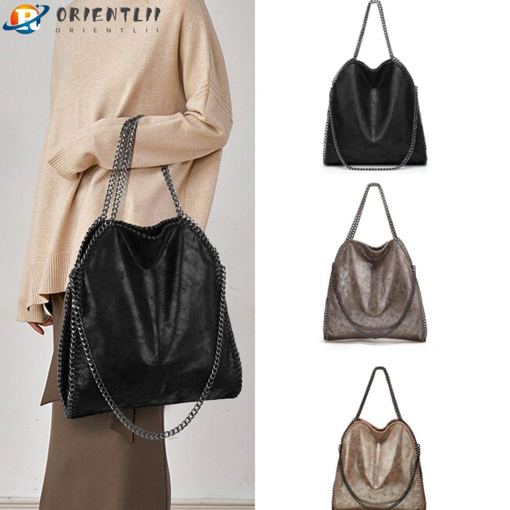 ORIENTLII Túi Xách Da Pu Màu Đen Sức Chứa Lớn Thời Trang Cho Nữ