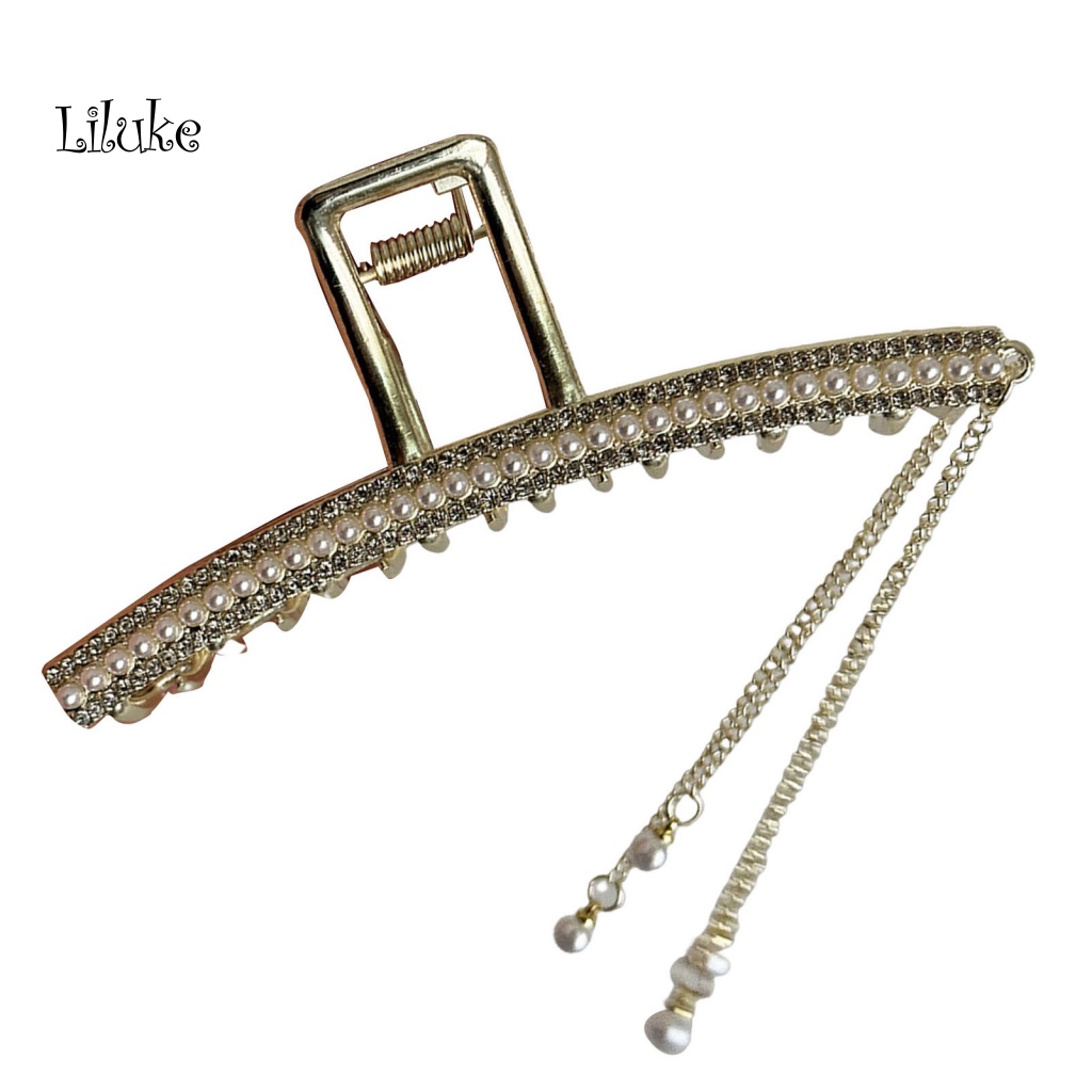 Kẹp Tóc Hợp Kim Trang Trí Ngọc Trai Và Đá Lấp Lánh Cho Nữ