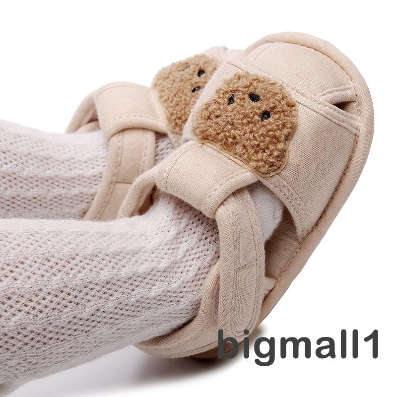 Bigmall-giày Tập Đi Đế Mềm Chống Trượt Thêu Hình Gấu / Thỏ Cho Bé Trai Bé Gái Sơ Sinh