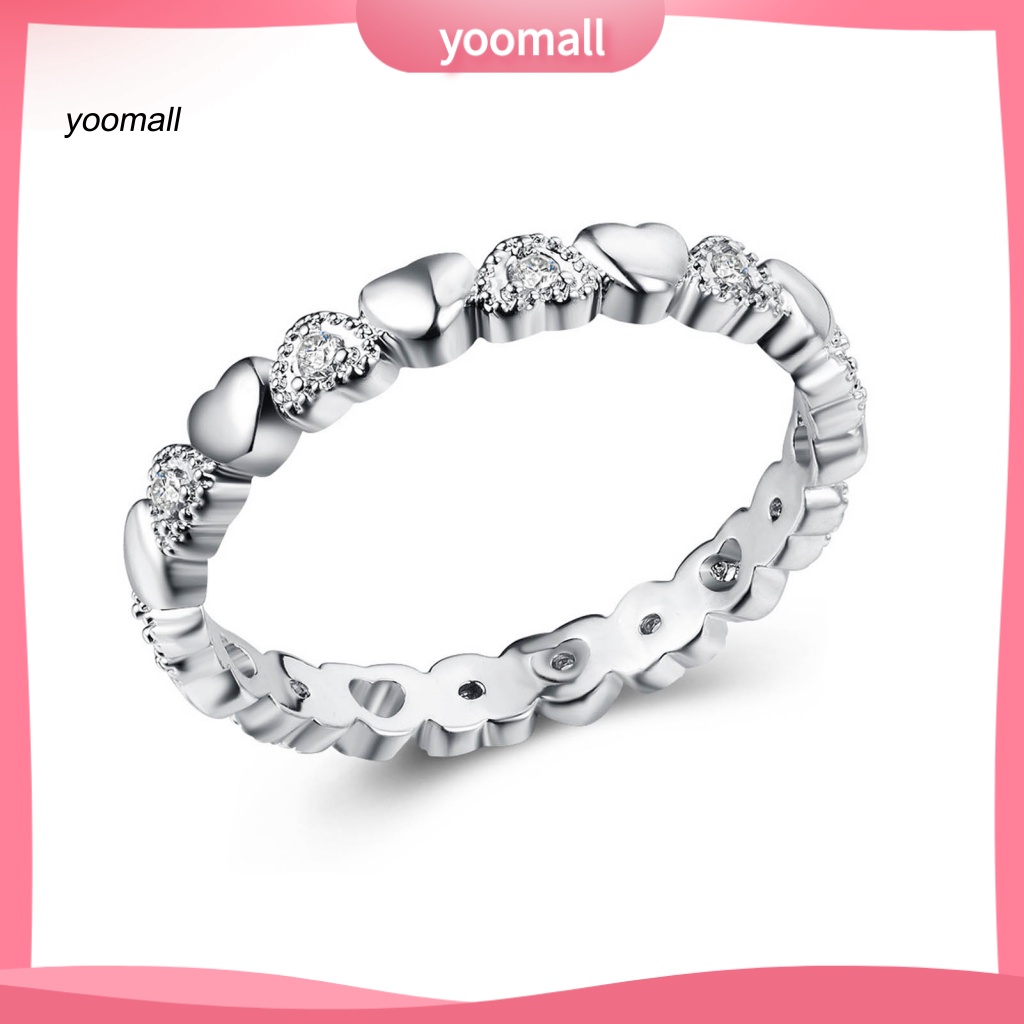 Nhẫn Đính Đá Zircon Hình Trái Tim Thời Trang Cho Nữ