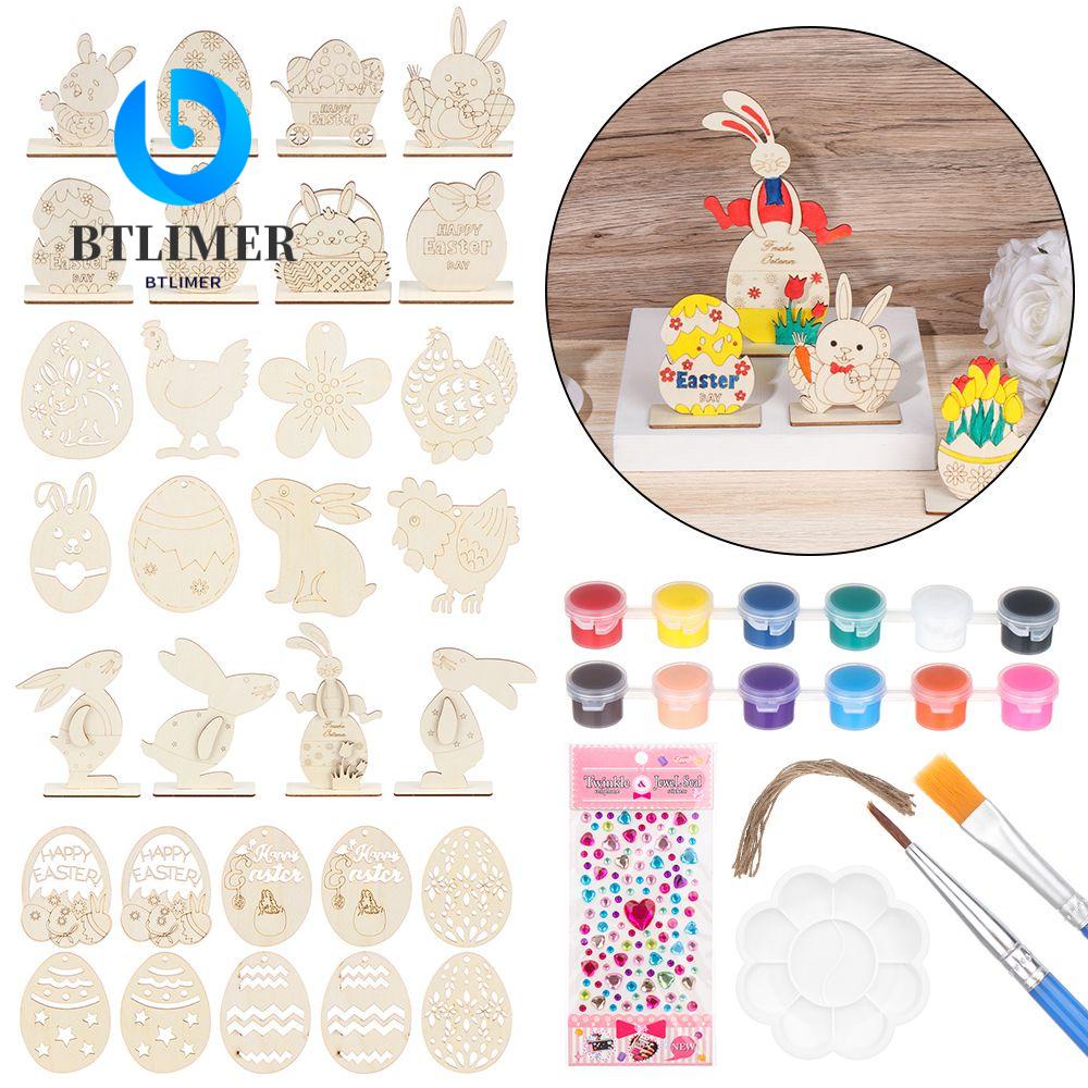 Set 15 / 9 Phụ Kiện Treo Trang Trí Lễ Phục Sinh Bằng Gỗ