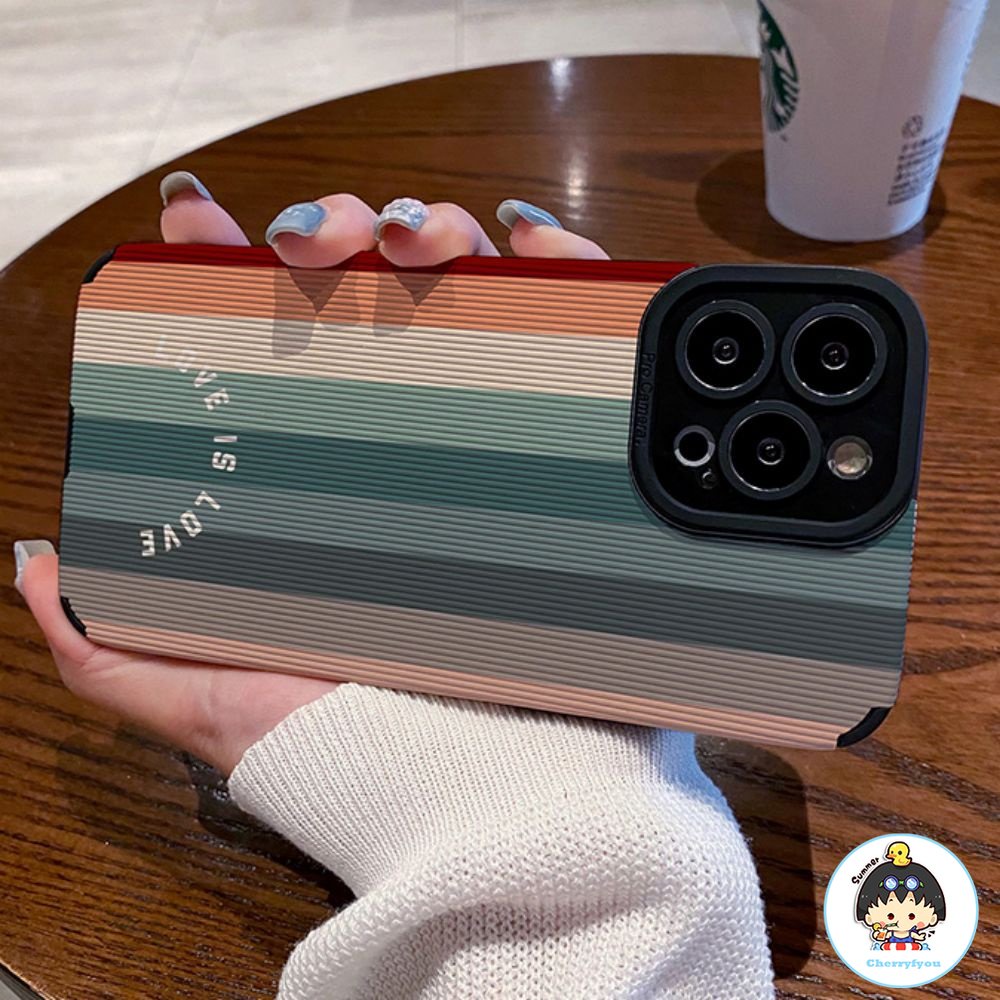 Ốp Điện Thoại Da Giả Viền Màu Cầu Vồng Cho IPhone 14 13 12 11 Pro Max X XR 8 7 Plus SE