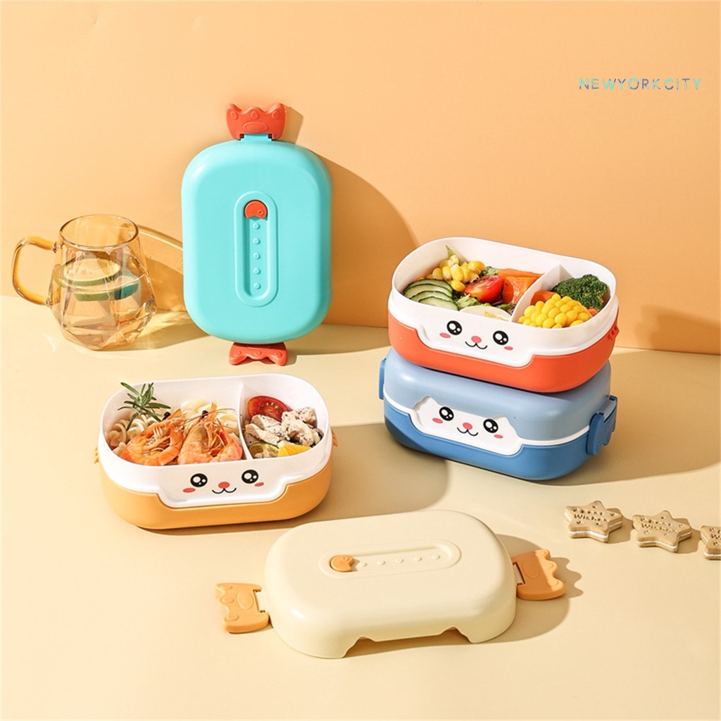 Hộp Cơm Trưa Cách Nhiệt 2 Ngăn 2 Ngăn CY-700ML In Họa Tiết Mèo Hoạt Hình Chống Rò Rỉ Cho Văn Phòng