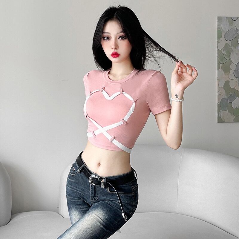 Kliou Áo Thun Croptop Tay Ngắn Thiết Kế Cột Dây Đơn Giản Thời Trang Mùa Hè 2023