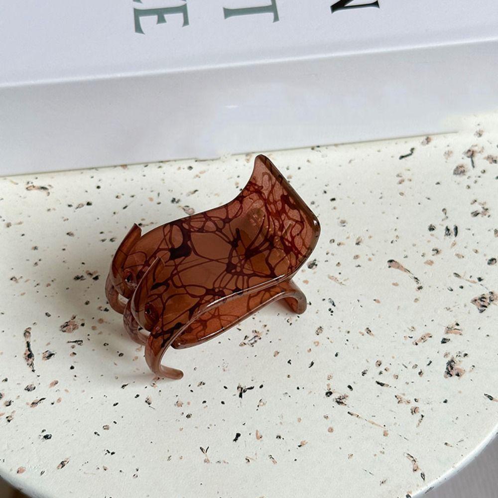 Kẹp Tóc Càng Cua Cố Định Tóc Đuôi Ngựa Cố Định Kết Cấu Đá Cẩm Thạch Axit Acetic Đơn Giản Retro Cao Cấp