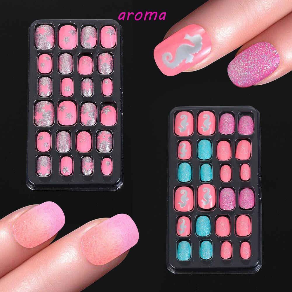 Móng Tay Giả Dạng Nhấn Tự Dính Họa Tiết Hoạt Hình Màu Kẹo Ngọt