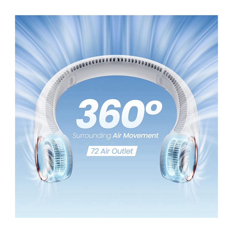 Quạt Làm Mát Đeo Cổ 3 Tốc Độ Nhỏ Gọn Có Thể Sạc Lại Dành Cho Đi Du Lịch