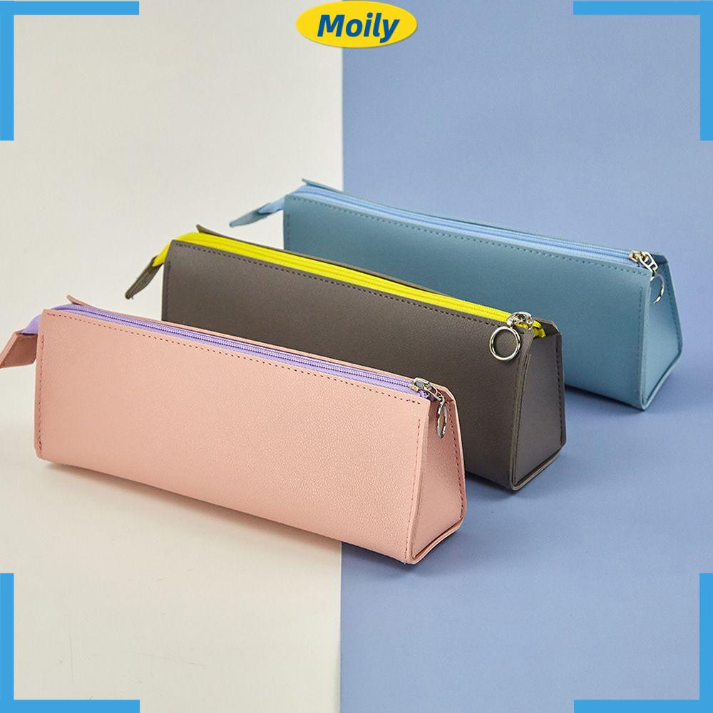 MOILYVN Túi Đựng Mỹ Phẩm Da PU Chống Thấm Nước Có Khóa Kéo Đơn Giản