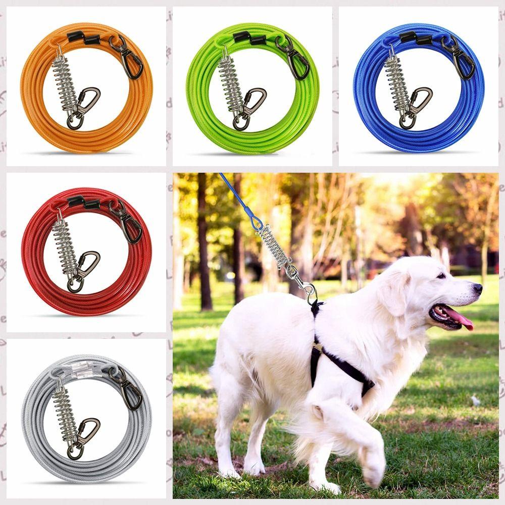 Dây Dắt Thú Cưng Đi Dạo Bằng Thép Không Gỉ Thiết Kế Hai Đầu Chịu Được Sức Nặng Kèm Lò Xo