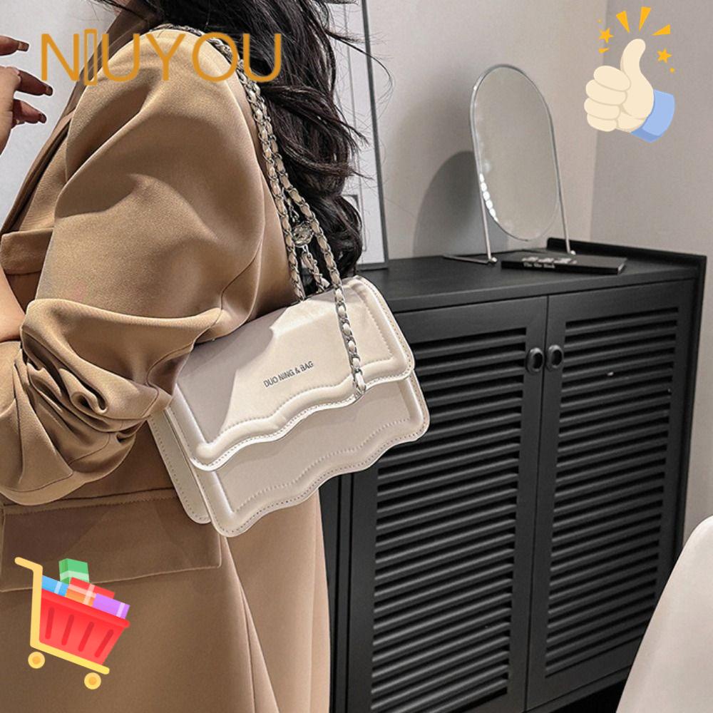 NIUYOU Túi Đeo Vai Màu Trơn Họa Tiết Lượn Sóng Thời Trang 2023 Cho Nữ
